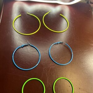 Set of Colorful Hoop Earrings